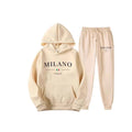 Fashion Plus Size Lined Printed Letter Print Hoodie Set