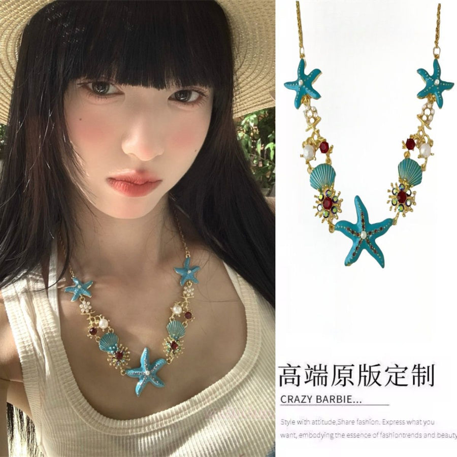Beach Shell Starfish Pendant Necklace - view 4