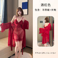 女式蕾丝透视睡衣套装吊带睡裙睡袍两件套情趣内衣852+860薄款