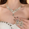 Western Rhinestone Jewelry Set Necklace Women Banquet Premium Accessory New Clavicle Chain Super Sparkle Light Luxury Accessory Trendy