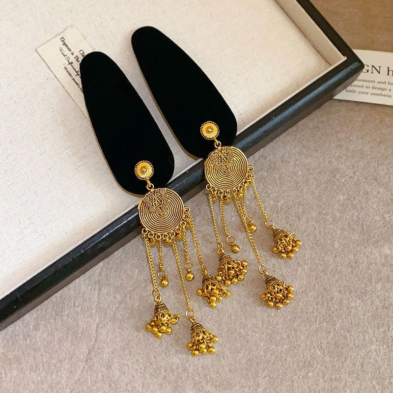 Rhinestone Oval Flower Bell Tassel Hair Clip - view 10