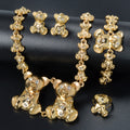 Vintage Premium Bear Pendant Necklace Bracelet Set Earrings Ring Set Fashionable Elegant Set