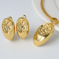 India Jewelry Design Detail Bestseller Oval Round 3D Pleated Shiny Texture Necklace Earrings Set Banquet Accessory