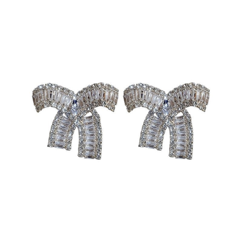 Rhinestone Heart Square Pearl Statement Earrings - view 5