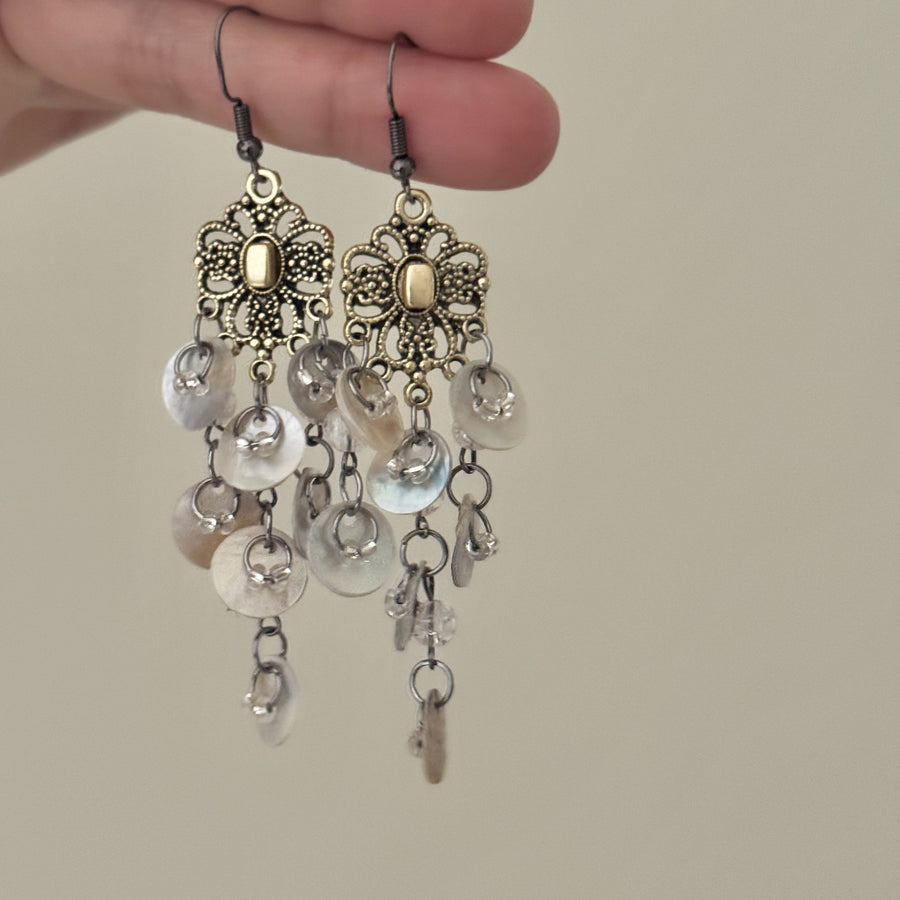 Bohemian Shell Bead Tassel Earrings - view 7