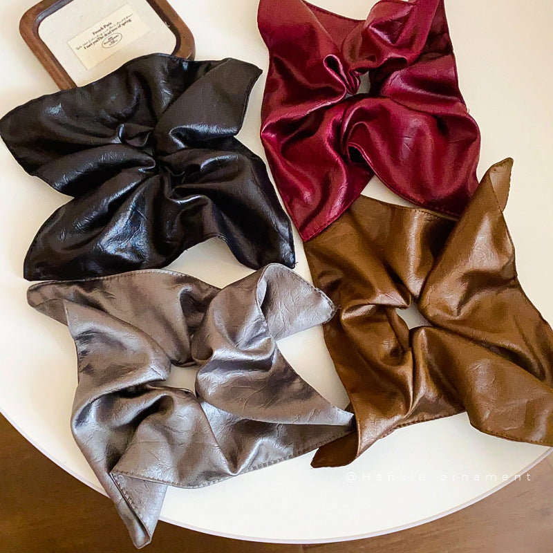 Korean Minimalist Leather Scrunchie - view 3