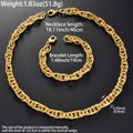EU/US Import Accessory Trendy Hip-Hop Simple Chunky Chain Stripe Single Layer Necklace Bracelet Set Copper Gold Plated Clavicle Chain Set