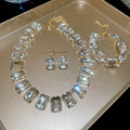 EU/US Import Statement Rhinestone Square Hook Necklace Set Fashionable Personality Clavicle Chain Light Luxury Premium Necklace