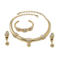 Middle East Heavy-Duty 3 Color Contrast Choker Set Woven String Gold Plated Choker Earrings Bangle Ring Banquet Accessory