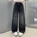 Girls' Five-Point Star Denim Wide-Leg Pants