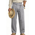2026 customized men's clothing spring white bottom large size american style oblique waist linen cas