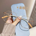Korean Prescription Glasses Ultra-Light Anti-Blue Metal Square Plano Glasses Influencer Big Frame Trendy Guy Women Prescription Sunglasses