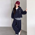 Girls' Faux Layered Pullover Hoodie Wide-Leg Pants Set