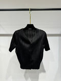 Women's Spring-Summer Versatile Short Sleeve Pleated Lightweight Cardigan + Jacket 20 - Yellow-Green