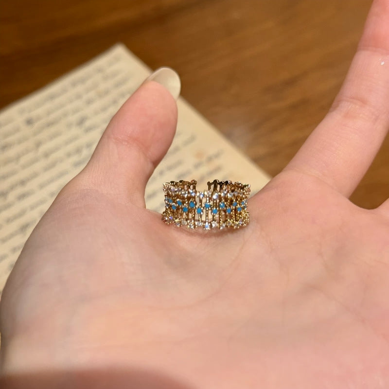 French Multi-Layer Zircon Open Ring - view 7