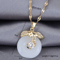 Korean No Fade Titanium Necklace Women Factory Direct Peace Clasp Flower Pendant Fresh Chalcedony Clavicle Chain N6260