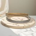 New Starry Sky Bead Edge Solo Row Crystal Bangle Women Thick 18k Gold Slim Cut Full Diamond Bracelet Starry Sky Hand Jewelry Wholesale