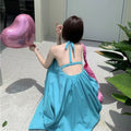 Backless Halter Tie Beach Long Dress, Sanya Vacation Style