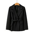 Women's Fall Korean Casual Tie-Front Blazer 2026 - Coffee