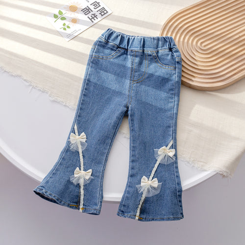 Girls' Bow Detail Flared Jeans - Fall Pants