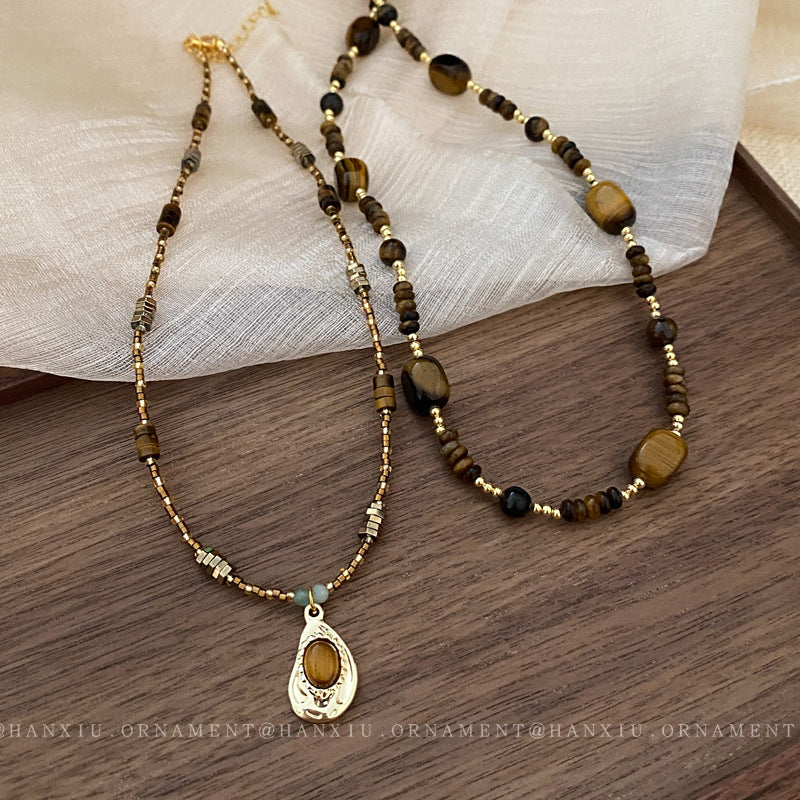 Vintage Oval Tiger's Eye Necklace - view 4
