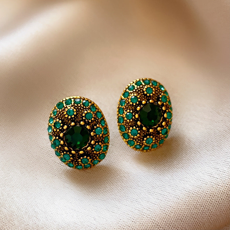 Forest Green Resin Flower Stud Earrings - view 12