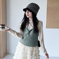 Girls' Velvet Base Vest Layered Tulle Skirt Set
