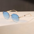 Rimless Beveled Sunglasses UV-Proof Trendy New Import Fashionable Influencer Style Personality Premium Sunglasses