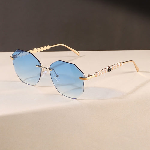 Rimless Beveled Sunglasses UV-Proof Trendy New Import Fashionable Influencer Style Personality Premium Sunglasses