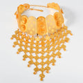 India Dubai Statement Accessory Bride Wedding Four Leaf Clover Net Form Fringe Necklace Earrings Set Middle East Jewelry