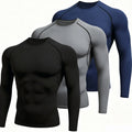 european size tight-fitting long-sleeved men's sports running sports training basketball bottoming t