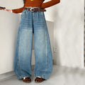 Girls' Denim Curved-Leg Wide-Leg Pants - Spliced