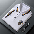 2025 summer pique ice mercerized cotton lapel men's casual short sleeve polo shirt men's embroidered