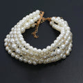 French Swarovski Multi-Layer Size Pearl Clavicle Chain Women Overseas Light Luxury Simple Korea Retro Layered Choker Necklace