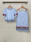 Women's Ethnic Artistic Linen Embroidered Hem Skirt 2-Piece Set 2026 - As Pictured
