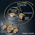 Overseas Jewelry New Oval Round Cutout Plated Steel Bead Necklace Bracelet Set Earrings Ring Niche Design Detail Set