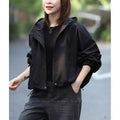 Women's Spring-Summer Vacation Casual Petite Loose Cropped Jacket + Top 2026 - Navy