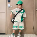 Boys' Waffle Spliced Short Sleeve Set