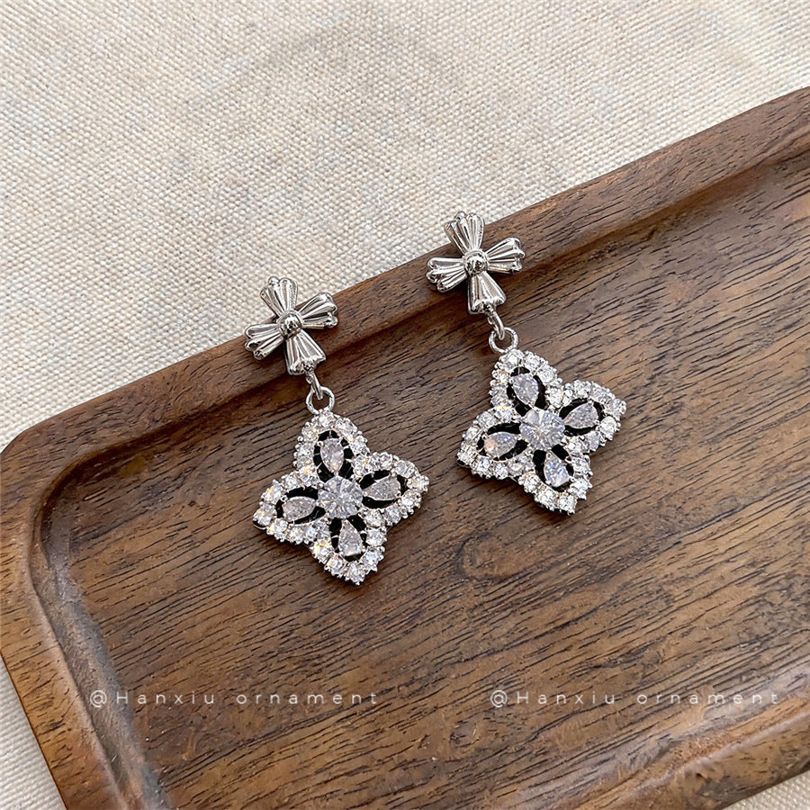 Korean Zircon Flower Stud Earrings - view 4