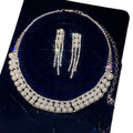 Silver Month Princess Breeze Rhinestone Multi-Layer Pearl Necklace Light Luxury Niche Clavicle Chain Socialite Date Earrings Women