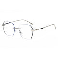 Photochromic Anti-Blue-Light Prescription Glasses Premium Rimless Overseas Bare Face Super Sparkle Bright Pink Rim Trendy Gray Photochromic Myopia Glasses