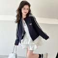 Girls' Short Sports Striped Jacket