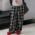Girls' Faux Layered Printed Long Sleeve Top Plaid Pants Two-Piece Set