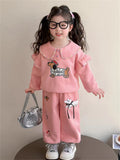 Girls' Dachshund Print Lapel Hoodie Set