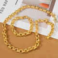Western Thickened 3D Necklace Coated 18K Gold Long Wall Pattern Band Mutual Clasp Bracelet Necklace Set Overseas Wholesale