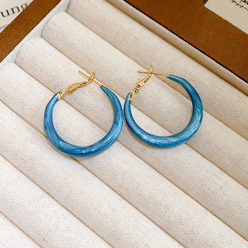 Enamel Ombre Circle Hoop Earrings - view 7