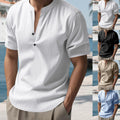 summer european and american foreign trade men's casual loose shirts men's trendy stand-up collar li