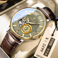 POEDAGAR Self-Winding Mechanical Watch New Waterproof Glow Belt Mens Watch Live Export Bestseller Watch