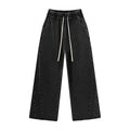 ARTIE Men's American Streetwear Batik Distressed Washed Frayed Edge Spliced Loose Fit Wide Leg Wide Leg Pants