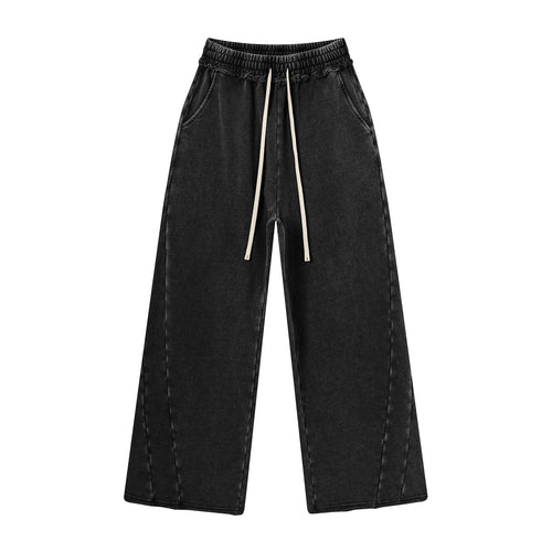 ARTIE Men's American Streetwear Batik Distressed Washed Frayed Edge Spliced Loose Fit Wide Leg Wide Leg Pants